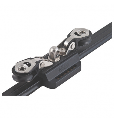 CHARIOT À BILLES RAIL MINI - L 90mm tourillon 5mm - 2poulies de contrôle 20mm