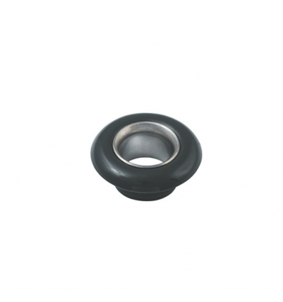 PASSE-PONT "BOUTON" ACETAL NOIR 13mm BAGUÉ INOX - Profondeur 8mm GRIS